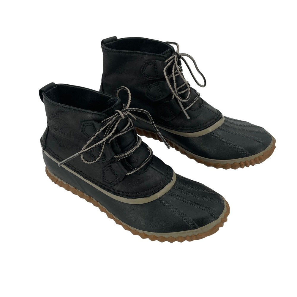 Sorel Out N About Womens Black Duck Boots Leather Waterproof NL2133-012 Size 8